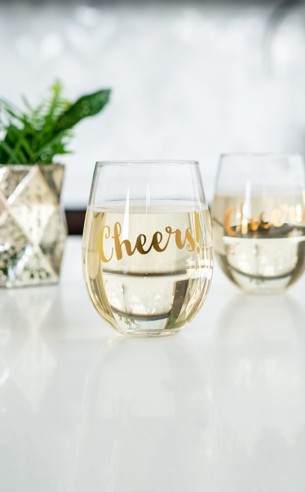 Category Slider - Gold Foil Stemless Wine Glasses
