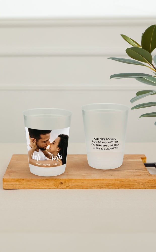 Category Slider - Photo Printed Frosted Plastic Party Cups - Reception