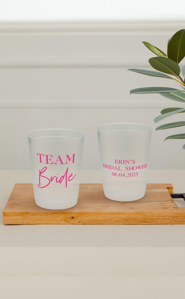 Category Slider - Printed Frosted Plastic Party Cups - Bridal Shower