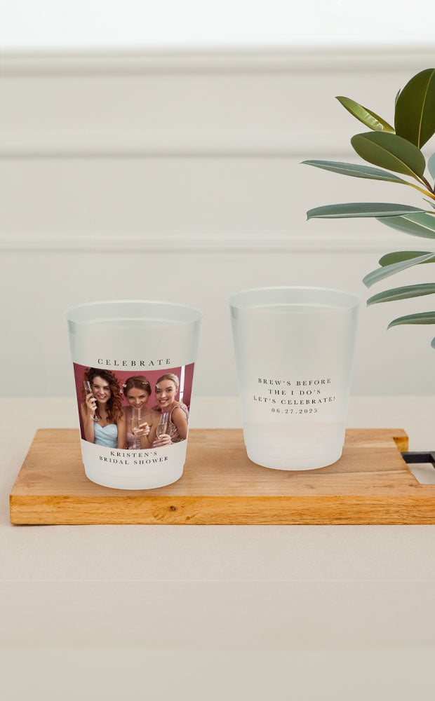 Category Slider - Photo Printed Frosted Plastic Party Cups - Bridal Shower